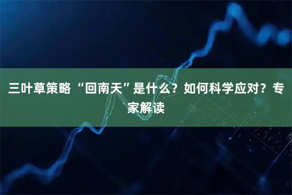 三叶草策略 “回南天”是什么？如何科学应对？专家解读
