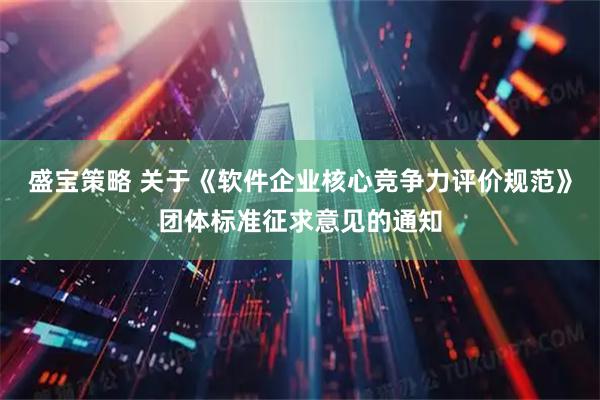 盛宝策略 关于《软件企业核心竞争力评价规范》团体标准征求意见的通知